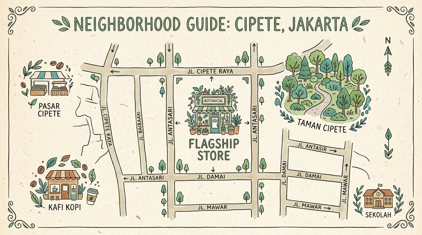 Peta lokasi toko Bersihara di Jakarta Selatan